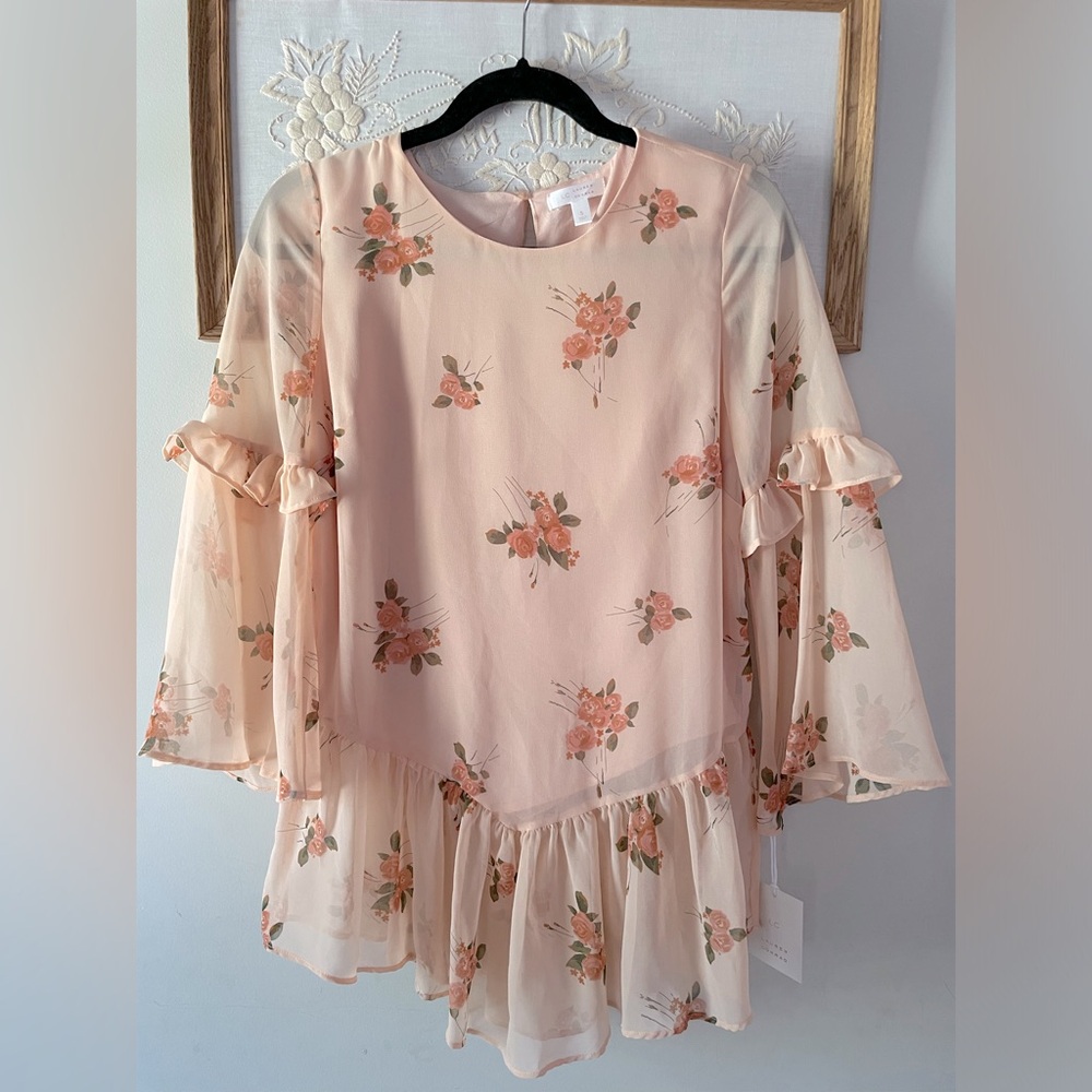 NWT Lauren Conrad rose peach floral flowy flutter sleeve spring cottagecore